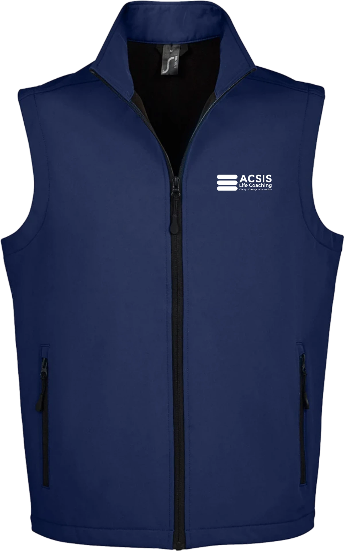 ACSIS Race Soft Shell Bodywarmer Navy White logo