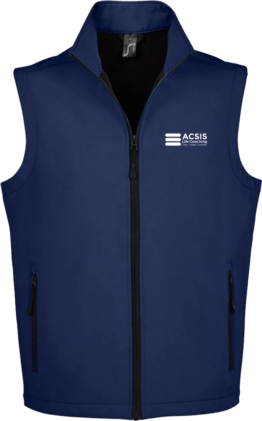 ACSIS Race Soft Shell Bodywarmer Navy White logo