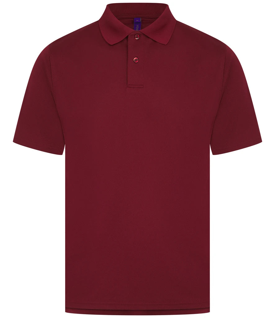 Henbury H475 Coolplus wicking piqué polo shirt in Burgundy