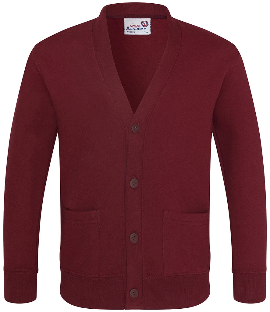 AWDis Academy AC002B AWDis Academy Kids Sweat Cardigan in Burgundy