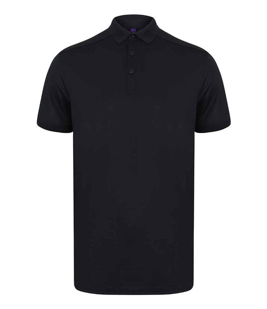 Henbury H460 Slim Fit Stretch Microfine Piqué Polo Shirt in Navy