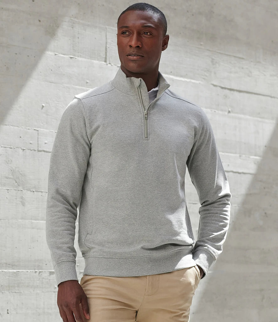 Henbury H842 Henbury Unisex Sustainable 1/4 Zip Sweatshirt in Heather Grey