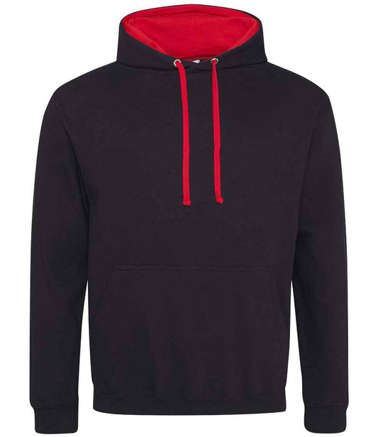 Just Hoods JH003 AWDis Varsity Hoodie in Jet Black/Fire Red