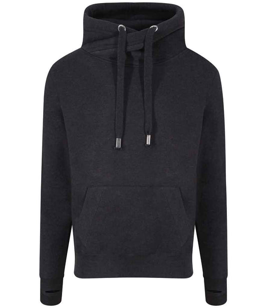 Just Hoods JH021 Cross Neck Hoodie in Black Smoke