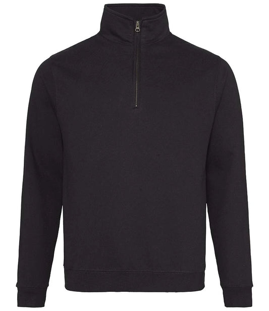Just Hoods JH046 AWDis Sophomore Zip Neck Sweatshirt in Jet Black