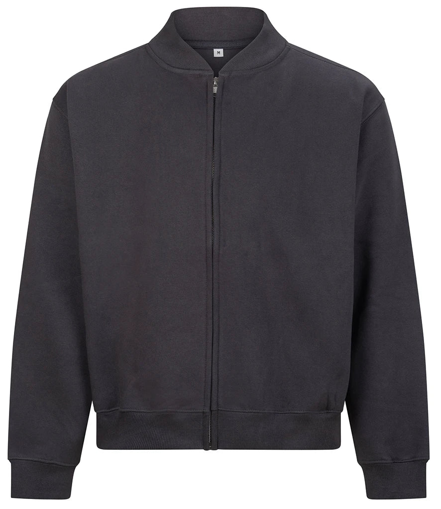 Just Hoods JH124 AWDis Signature Heavyweight Bomber Sweat Jacket in Solid Charcoal