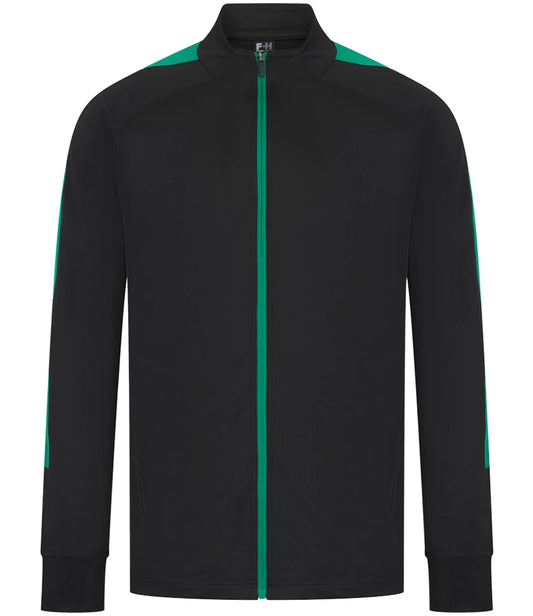Finden & Hales LV871 Finden + Hales Knitted Tracksuit Top in Black/Emerald