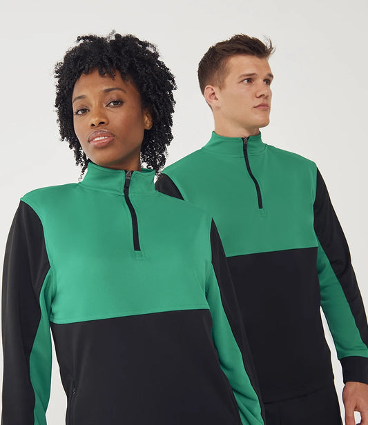 Finden & Hales LV874 Finden + Hales 1/4 Zip Tracksuit Top in Black/Emerald