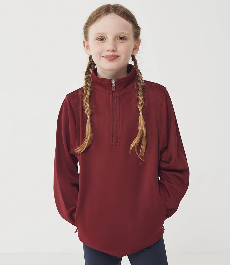 Finden & Hales LV875 Finden + Hales Kids 1/4 Zip Tracksuit Top in Burgundy/Burgundy