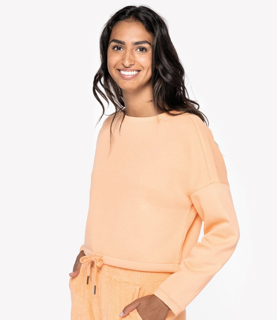 Native Spirit NS429 Native Spirit Ladies Oversized Cropped Sweatshirt in Apricot