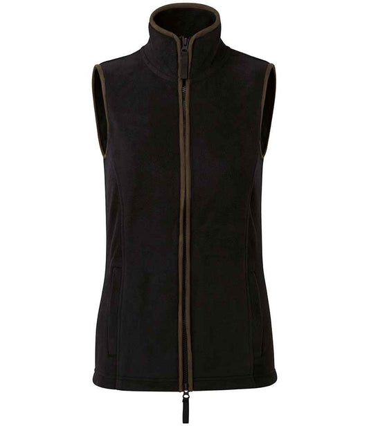 Premier PR804 Ladies Artisan Fleece Gilet in Black/Brown