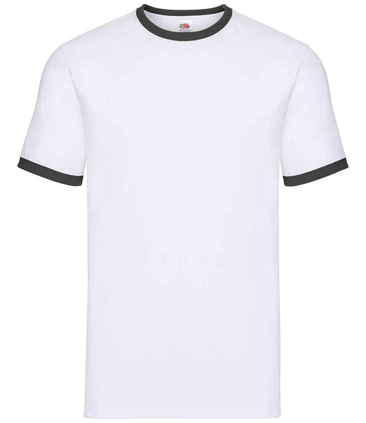 Fruit of the Loom SS34 Contrast Ringer T-Shirt in White/Black