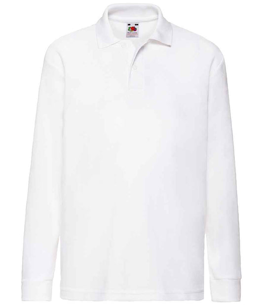 Fruit of the Loom SS45B kids long sleeve polo in White