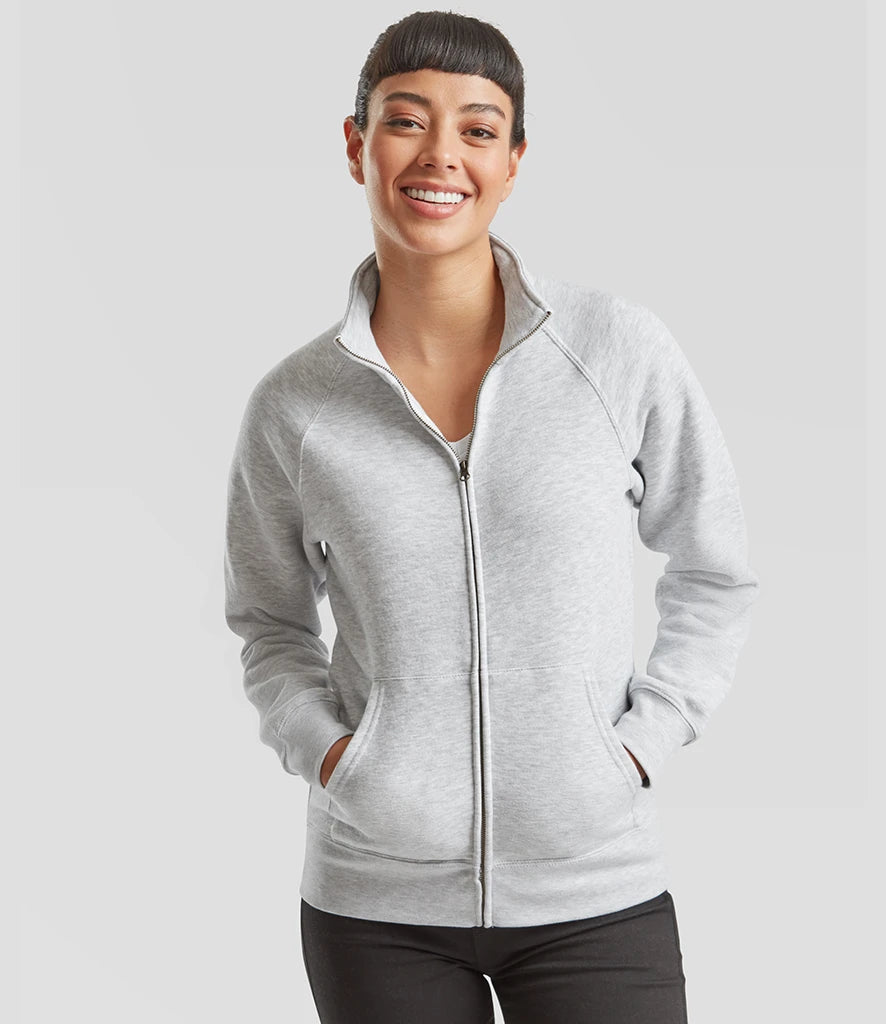 Fruit of the Loom SS79 Fruit of the Loom Premium Lady Fit Sweat Jacket in Heather Grey