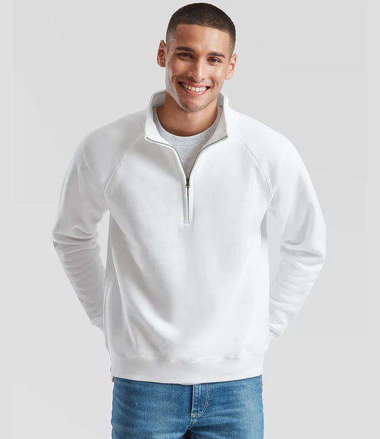 Fruit of the Loom SSE17 Fruit of the Loom Premium Zip Neck Sweatshirt in White
