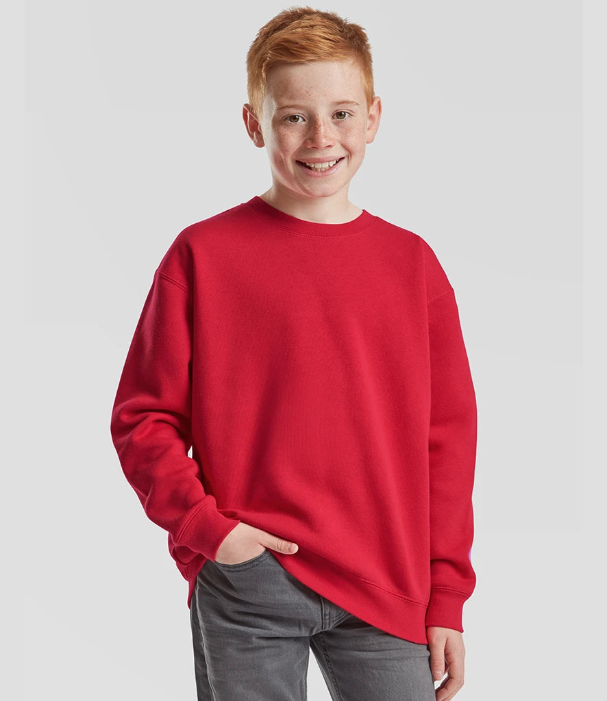 Fruit of the Loom SSE9B Fruit of the Loom Kids Premium Drop Shoulder Sweatshirt in Red