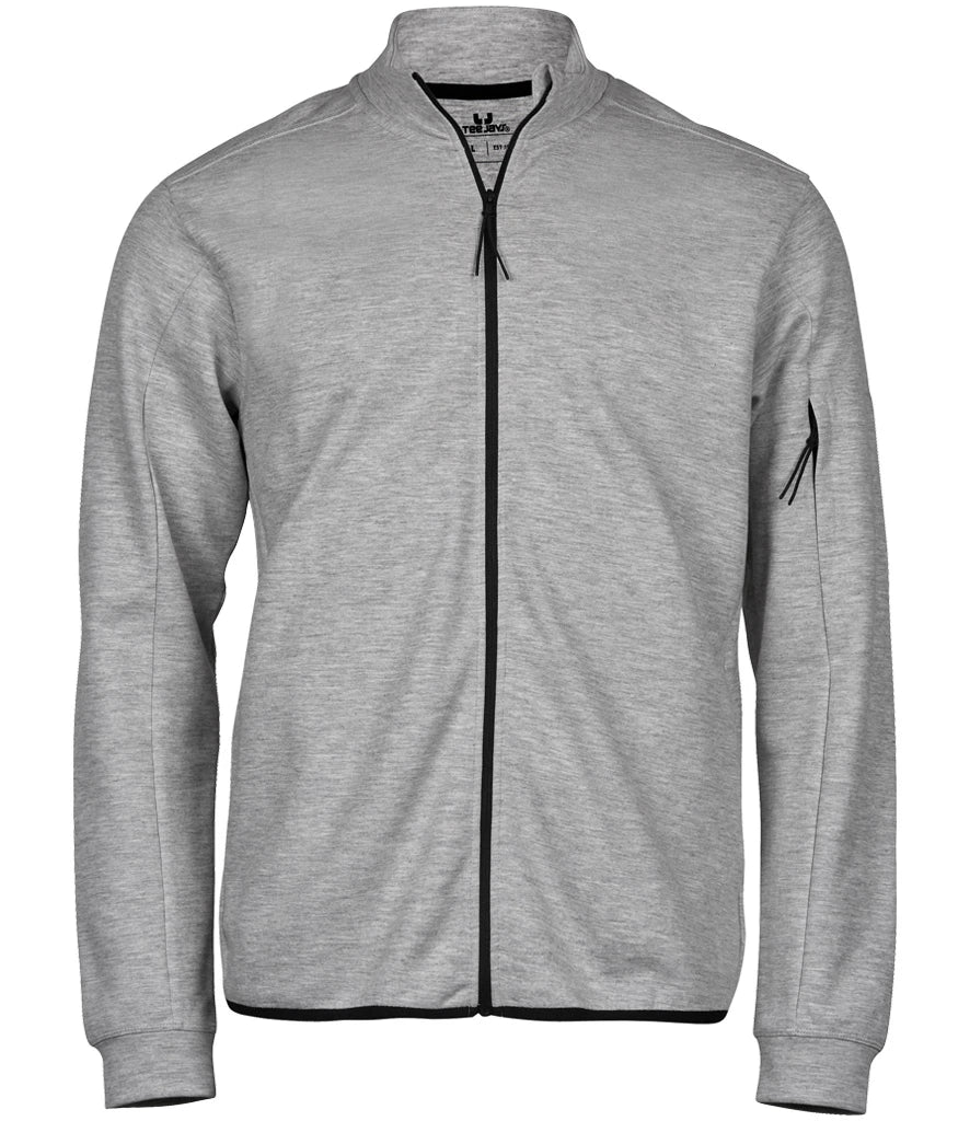 Tee Jays T5704 Tee Jays Athletic Full Zip Sweat Cardigan in Heather Grey