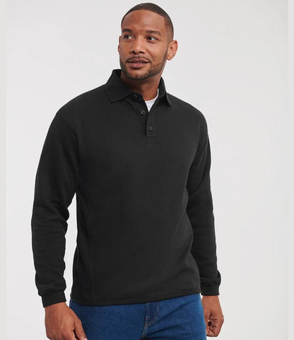 Russell Athletic 012M Heavy Duty Collar Sweatshirt worn by a model in Black