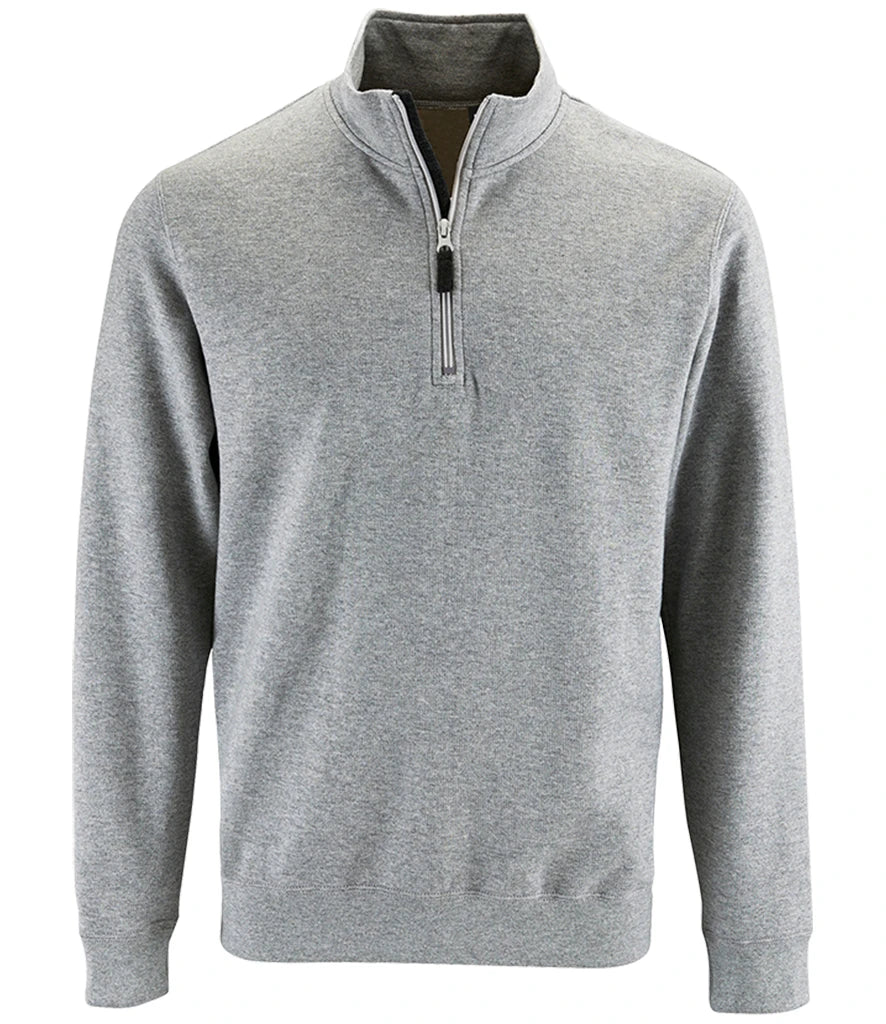SOLS 02088 SOL'S Stan Contrast Zip Neck Sweatshirt in Grey Marl