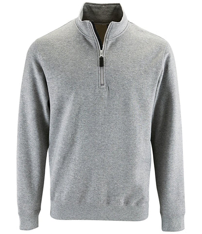 SOLS 02088 SOL'S Stan Contrast Zip Neck Sweatshirt in Grey Marl
