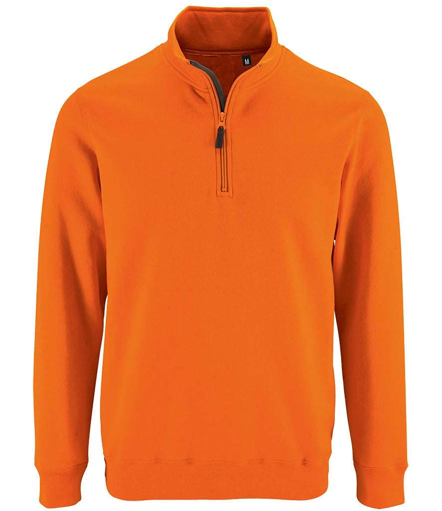 SOLS 02088 SOL'S Stan Contrast Zip Neck Sweatshirt in Orange