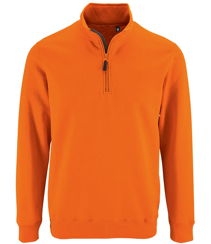 SOLS 02088 SOL'S Stan Contrast Zip Neck Sweatshirt in Orange