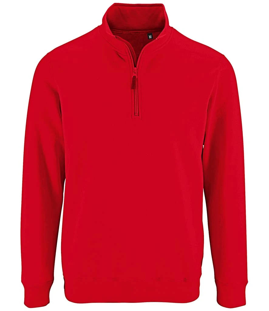 SOLS 02088 SOL'S Stan Contrast Zip Neck Sweatshirt in Red