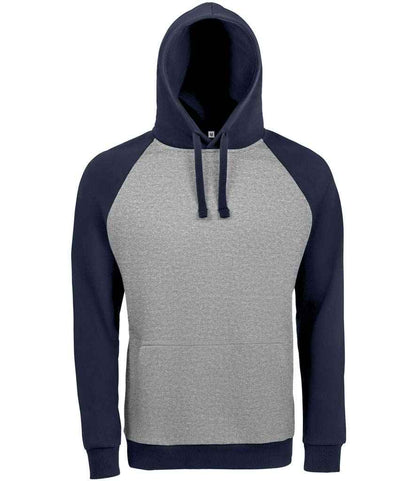 SOLS 02998 Seattle Contrast Raglan Hoodie in Grey Marl/French Navy