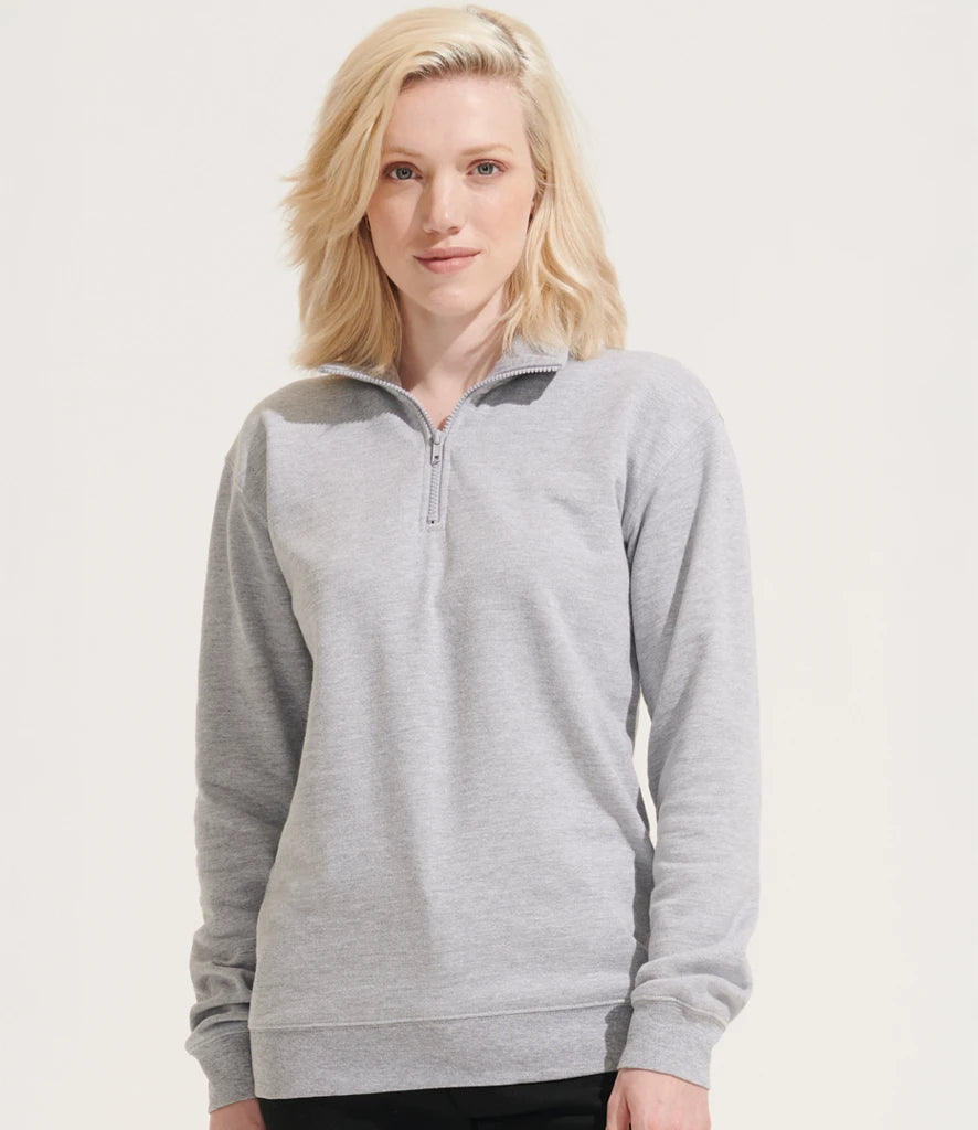 SOLS 04234 SOL'S Unisex Conrad 1/4 Zip Sweatshirt in Grey Marl
