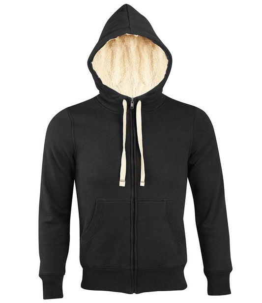SOLS 10584 Sherpa Hooded Jacket in Black