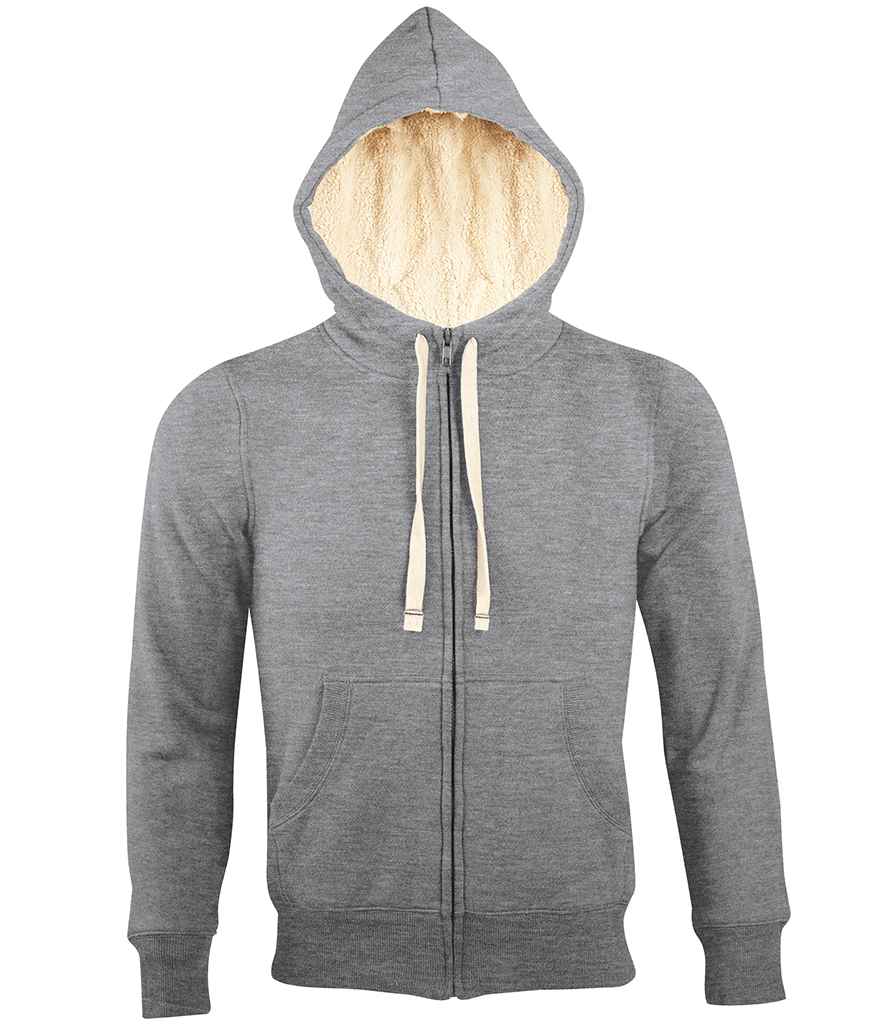SOLS 10584 Sherpa Hooded Jacket in Grey Marl