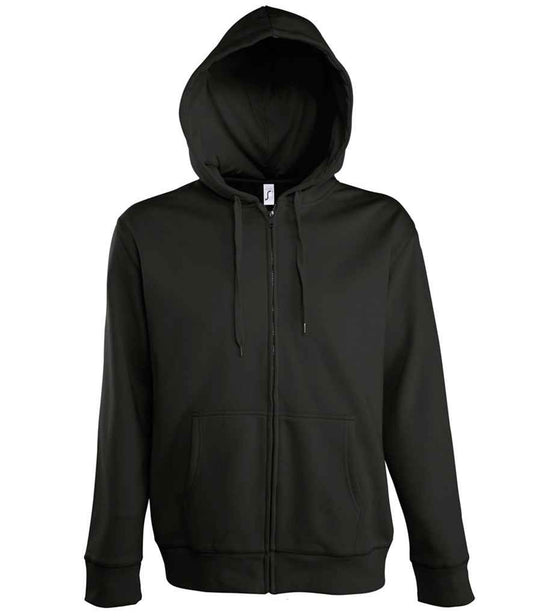 SOLS 47800 Seven Zip Hooded Sweatshirt in Black
