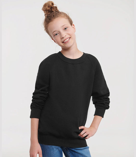 Russell Athletic 762B Russell Athletic Kids Raglan Sweatshirt in Black