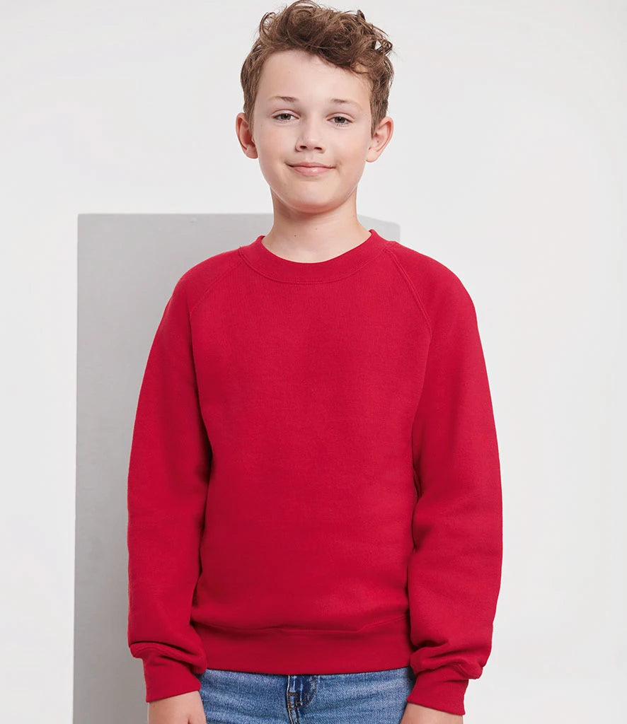 Russell Athletic 762B Russell Athletic Kids Raglan Sweatshirt in Classic Red