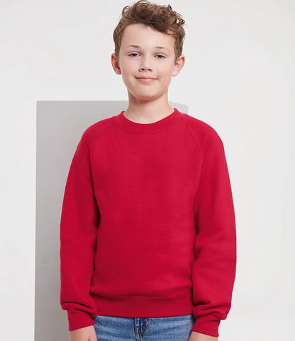 Russell Athletic 762B Russell Athletic Kids Raglan Sweatshirt in Classic Red