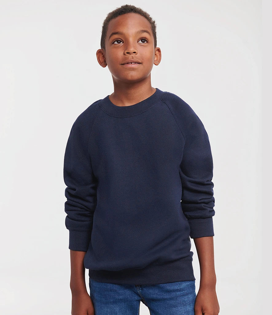 Russell Athletic 762B Russell Athletic Kids Raglan Sweatshirt in French Navy