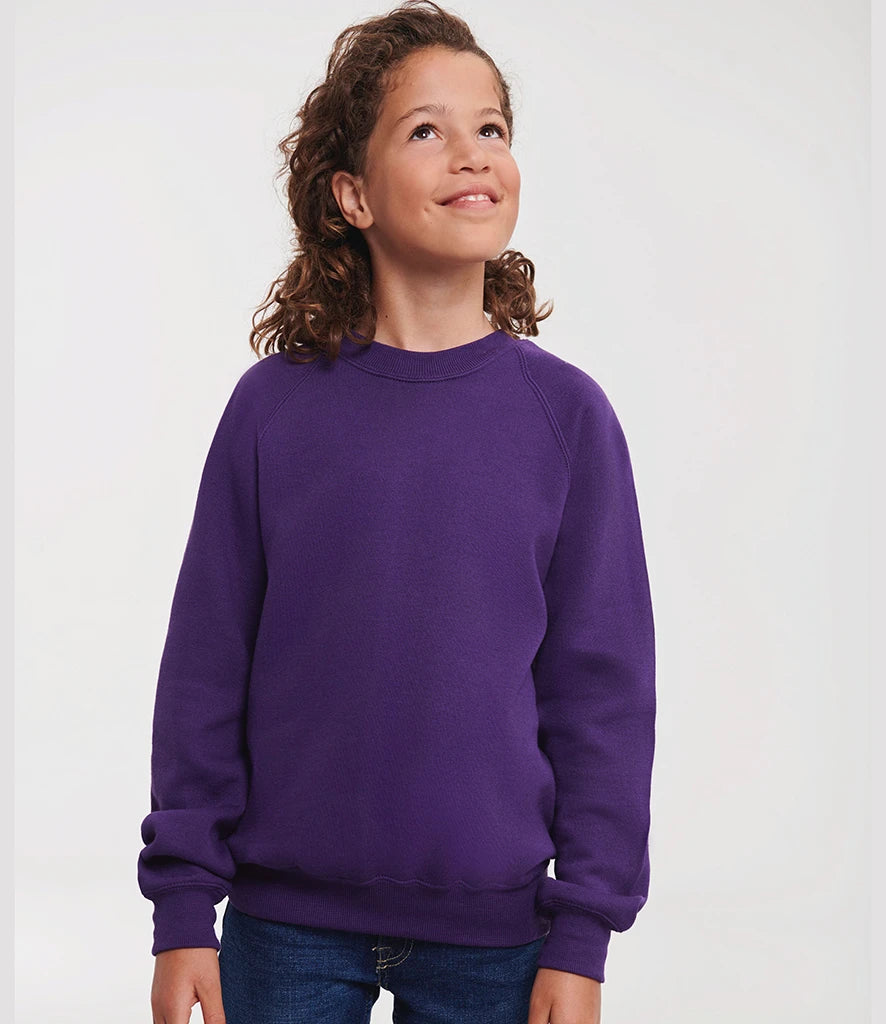 Russell Athletic 762B Russell Athletic Kids Raglan Sweatshirt in Purple
