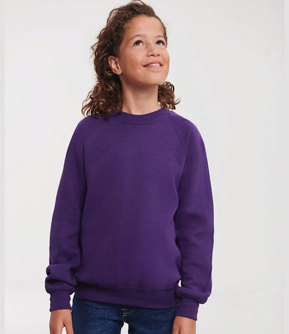 Russell Athletic 762B Russell Athletic Kids Raglan Sweatshirt in Purple