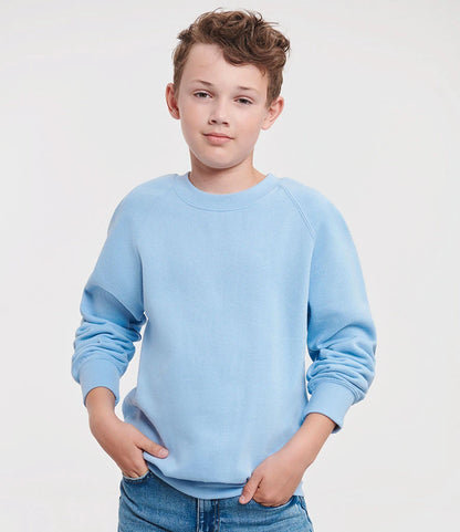Russell Athletic 762B Russell Athletic Kids Raglan Sweatshirt in Sky Blue