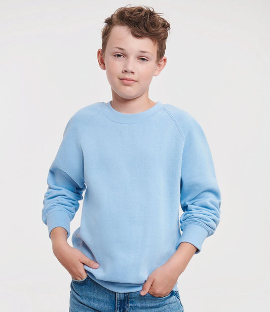 Russell Athletic 762B Russell Athletic Kids Raglan Sweatshirt in Sky Blue