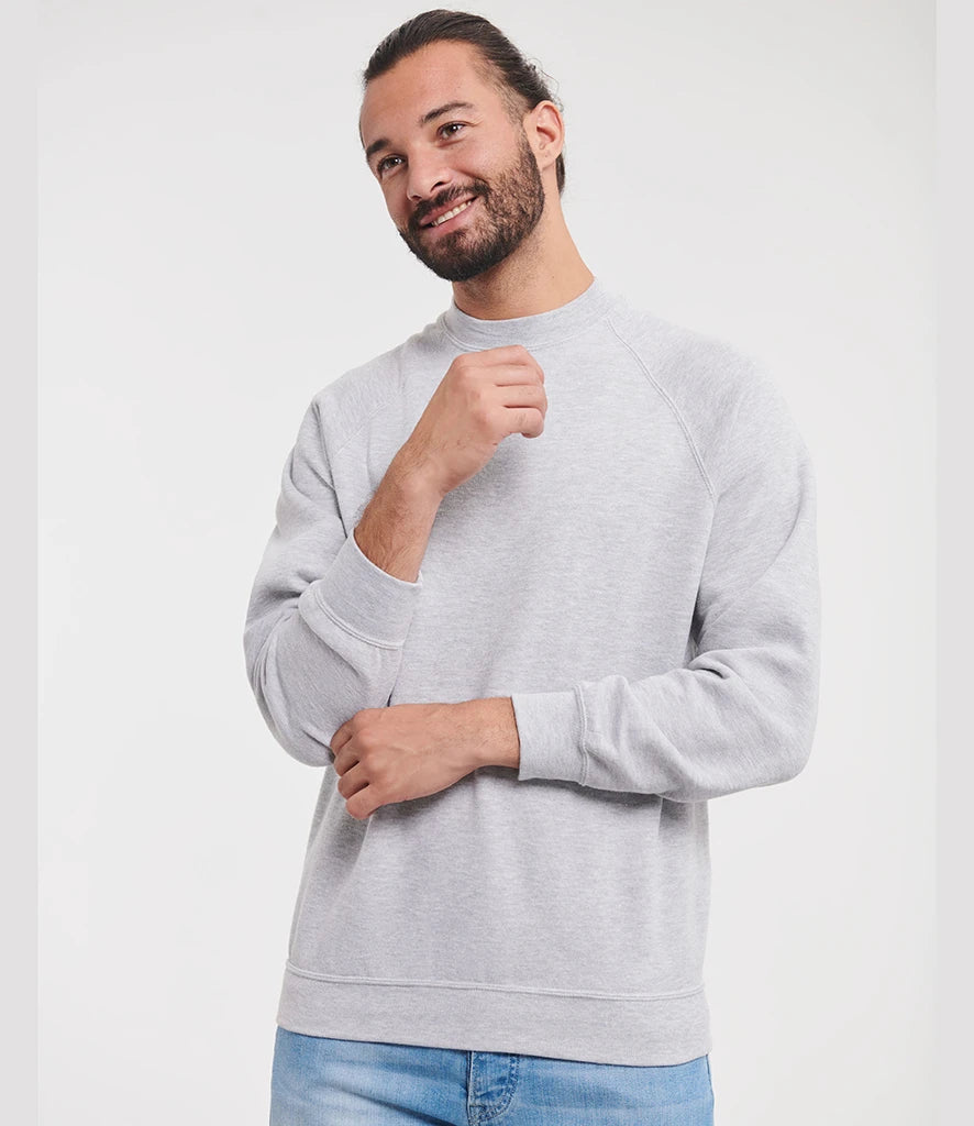 Russell Athletic 762M Russell Athletic Raglan Sweatshirt in Light Oxford