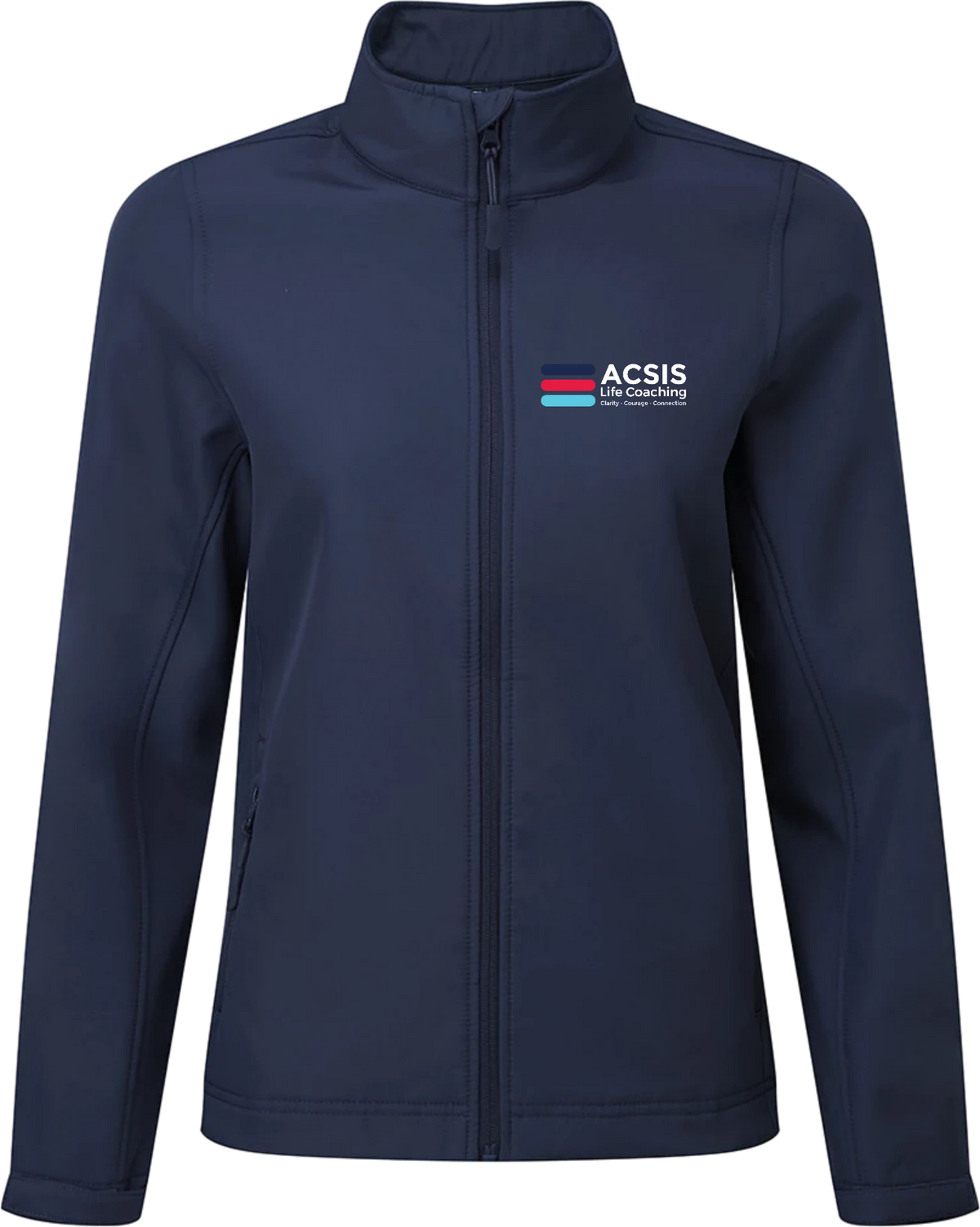 ACSIS Soft Shell Jacket Navy Female Full Colour logo