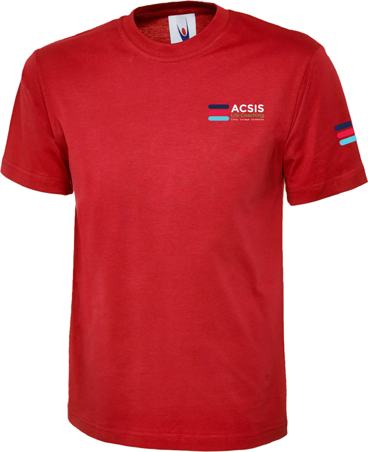 Red ACSIS classic T-shirt with full colour logo