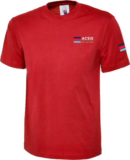 Red ACSIS classic T-shirt with full colour logo