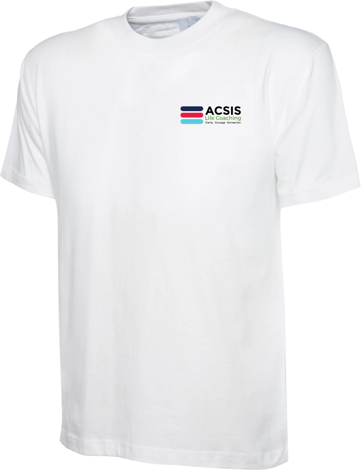 White ACSIS classic T-shirt with full colour logo