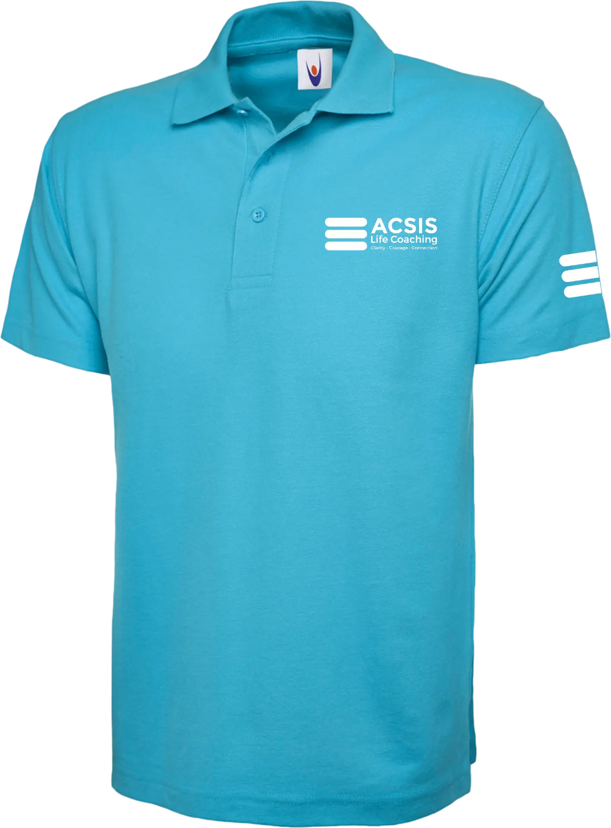 Sky Blue ACSIS polo shirt with white logo