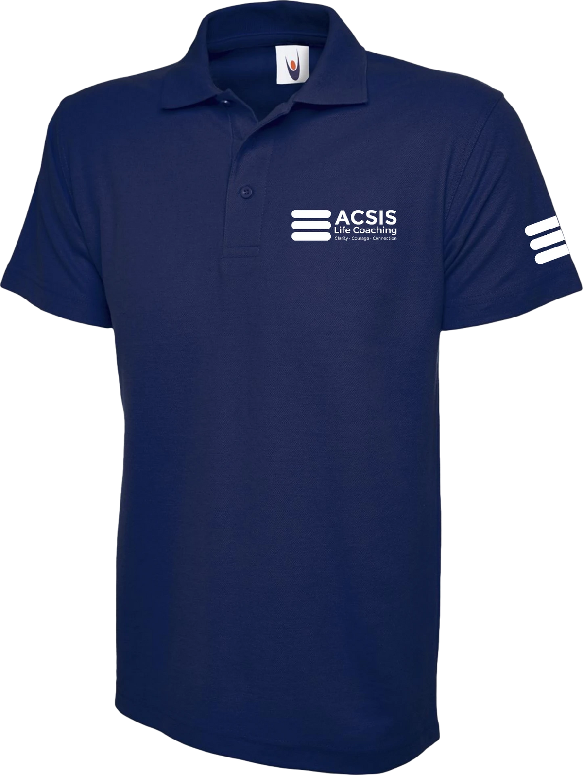 Navy ACSIS polo shirt with white logo