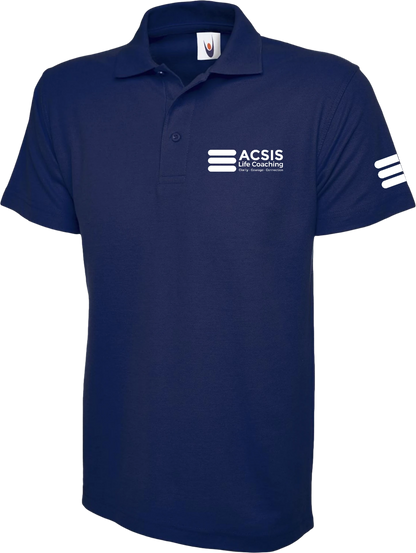 Navy ACSIS polo shirt with white logo