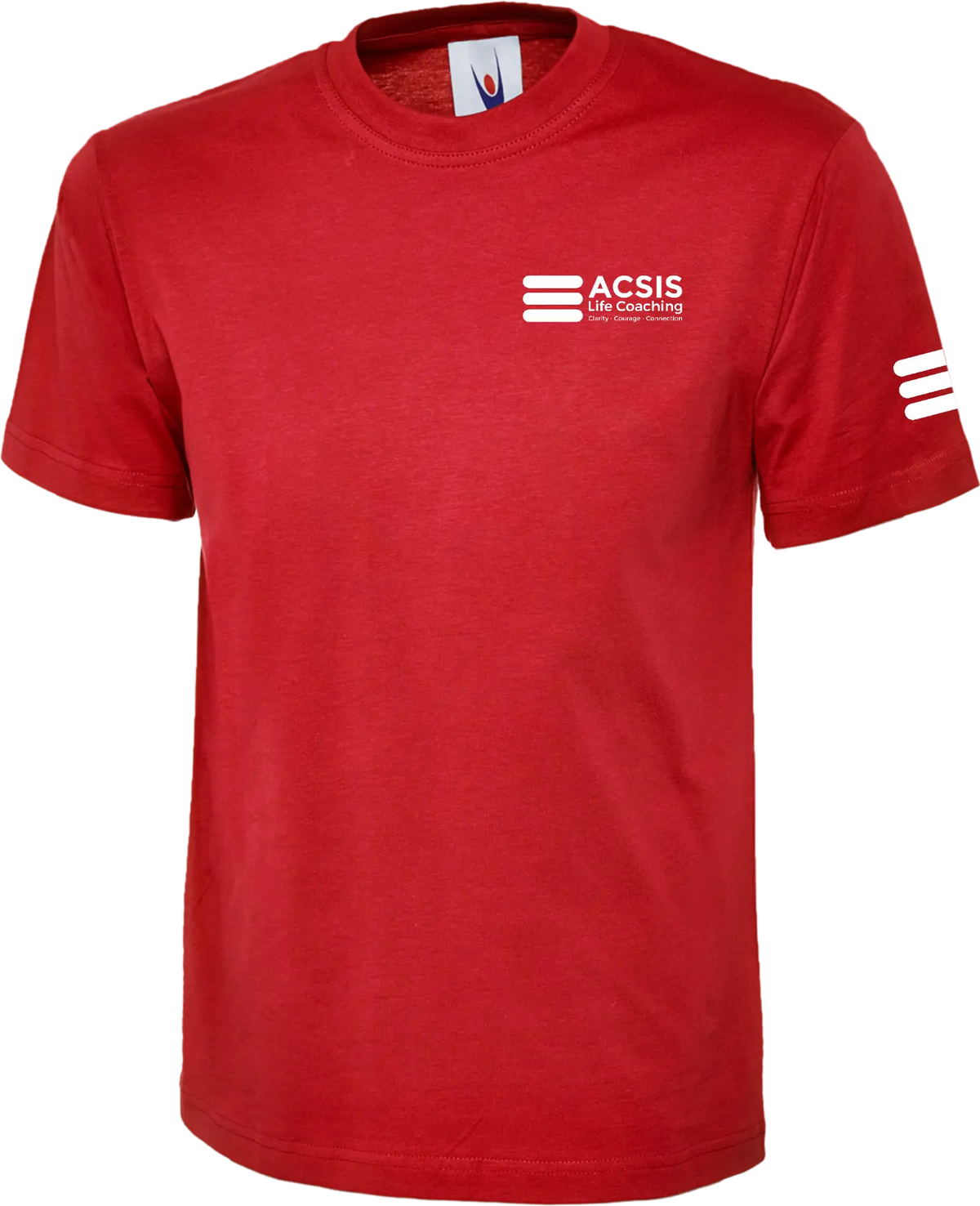 Red ACSIS classic T-shirt with white logo