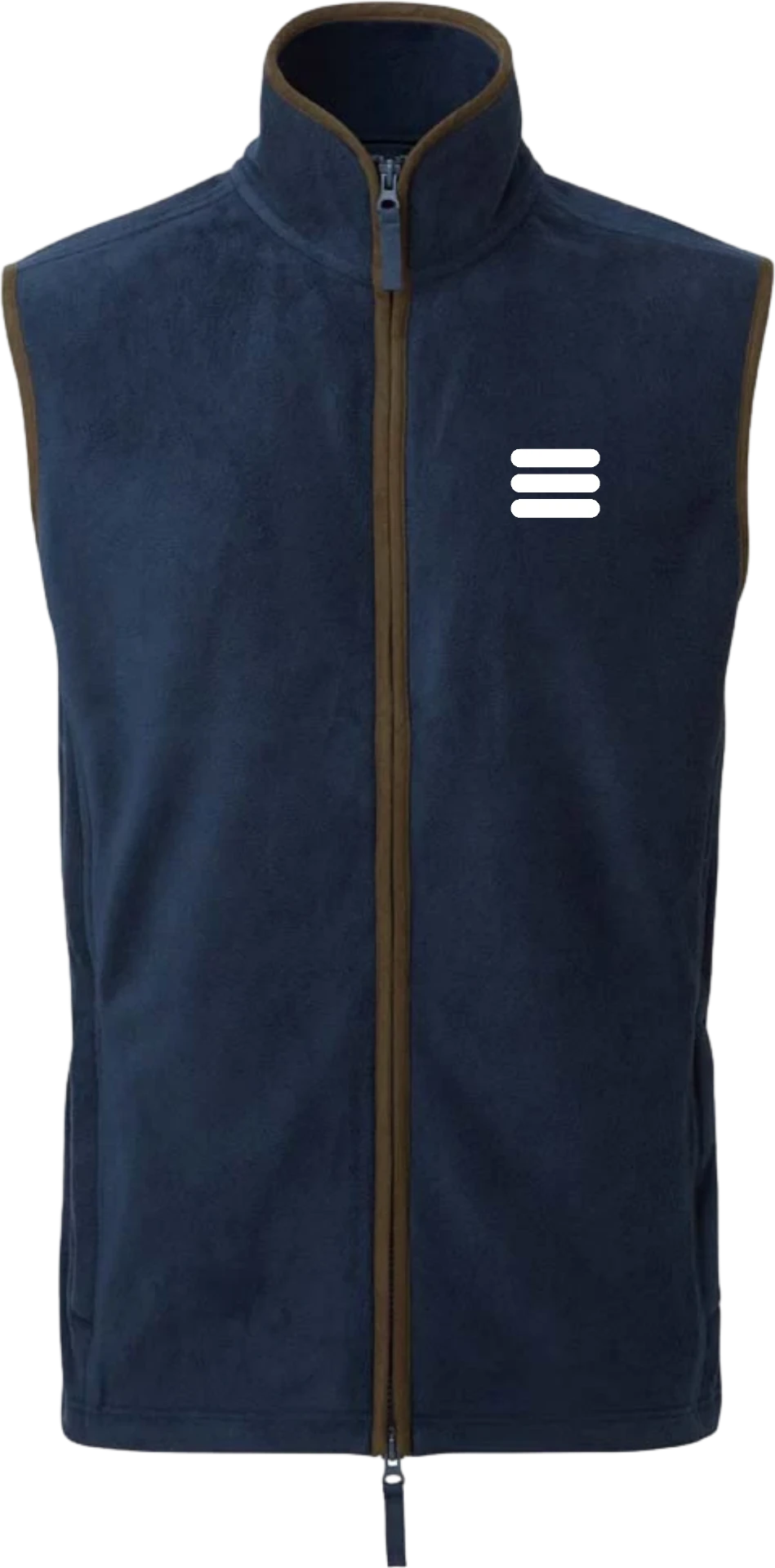 Navy ACSIS Artisan fleece gilet front with white logo